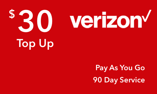 Verizon Wireless Pay As You Go $30 Online Refill