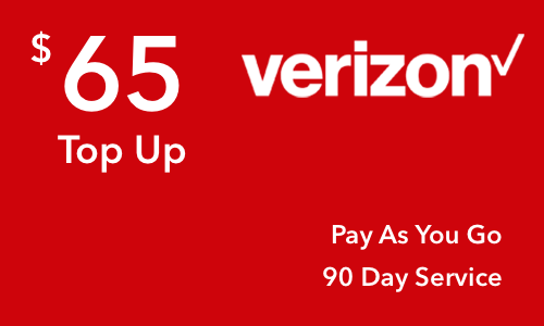 Verizon Wireless Pay As You Go $65 Online Refill