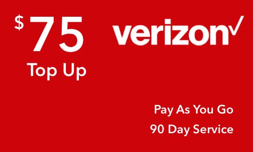 Verizon Wireless Pay As You Go $75 Online Refill